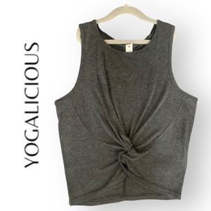 Yogalicious Grey Size S Front Twist Knot Activewear Top Crop Top Gym Fitness